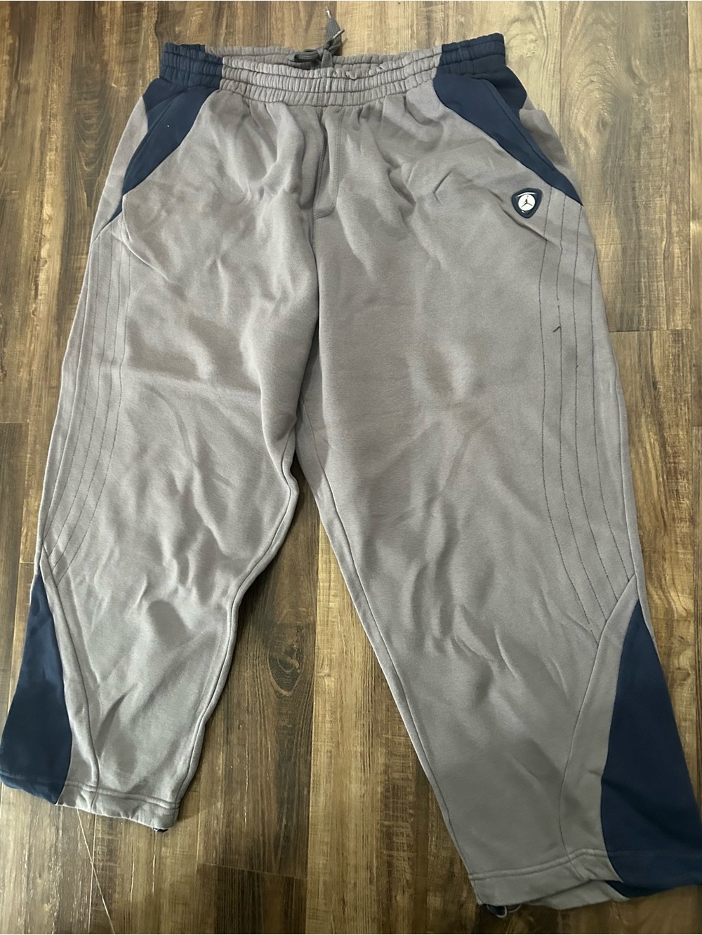 Nike Air Jordan Jumpman Men's Gray / Navy 3XL Fleece Joggers wide Leg